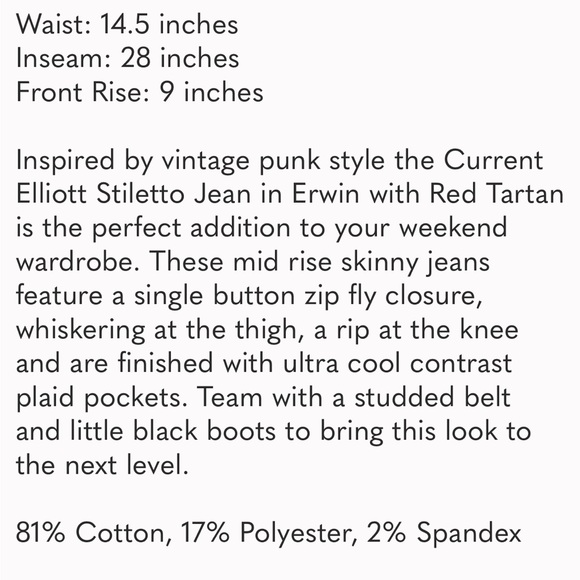 Current Elliot plaid pocket jeans - Picture 9 of 9